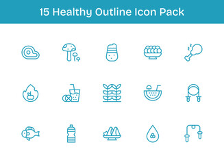 15 Outline Icons - Healthy Graphics