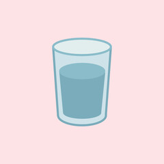 Illustration of a glass filled with water in a simple and modern style, suitable for themes of drinks, health, hydration, and everyday life.