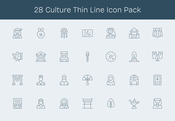 Culture Design Icons - 28 in Thin Line Style