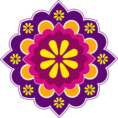 Blue pink and yellow decorative mandala design element
