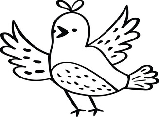 Bird in doodle simple style on white background illustration