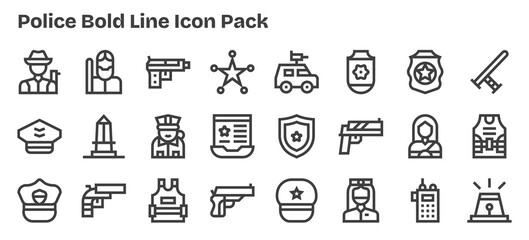 Police Visual Pack - 24 Bold Outline Icons © Ehtisham