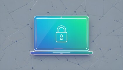 A laptop with a padlock on the screen symbolizing security and data protection in a digital world