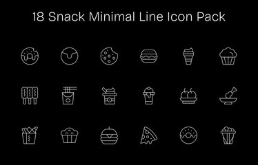 18 Minimal Line Icons - Snack Graphics