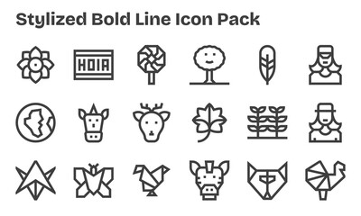 Stylized Design Icons - 18 in Bold Line Style