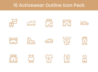 Activewear - 15 Icons in Outline Design