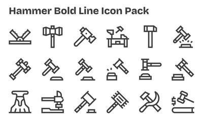 18 Bold Line Icons - Hammer Graphics