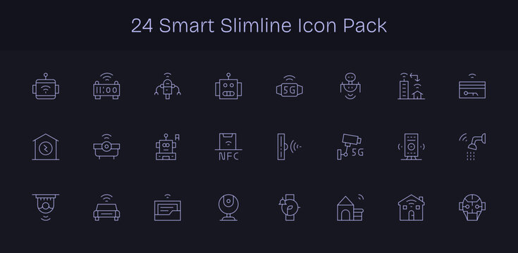 Smart Icon Set - 24 Slim Line Graphics