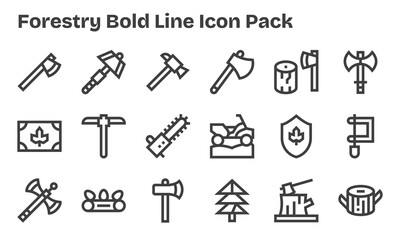 Forestry - 18 Icons in Bold Line Design