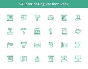 24 Interior Icons in Regular Outline Aesthetic