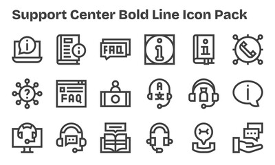 18 Icons for Support Center in Bold Line Format