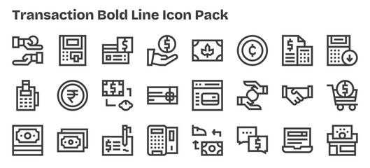 Transaction Vector Set - 24 Bold Outline Icons
