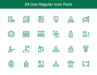 Gas - 24 Regular Outline Vector Illustrations