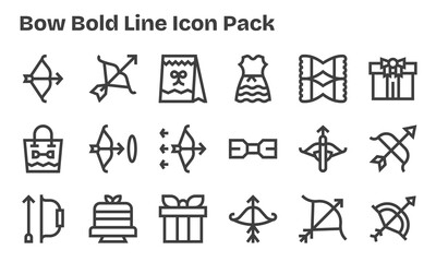 Bow Icon Set - 18 Bold Line Graphics