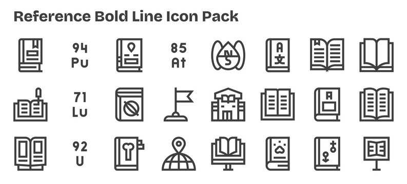 24 Bold Outline Style Icons - Reference Collection