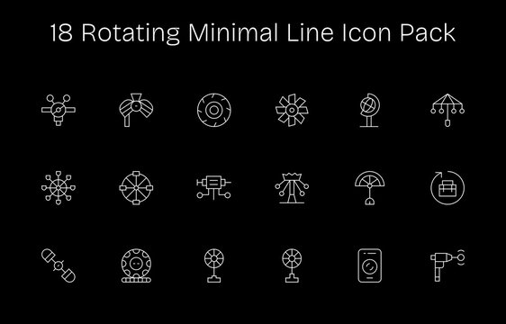 Minimal Line Icons - Rotating Set with 18 Vectors