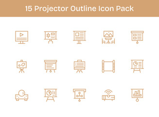 15 Outline Style Icons - Projector Collection