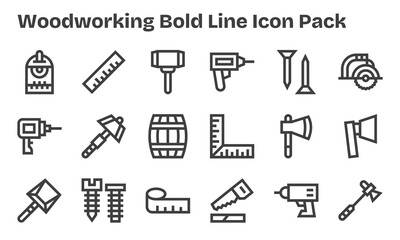 18 Bold Line Icons - Woodworking Graphics