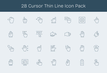 Cursor - 28 Icons in Thin Line Design