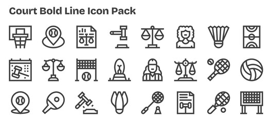 Court Icon Collection - 24 Bold Outline Designs