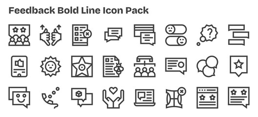 Feedback Vector Set - 24 Bold Outline Icons