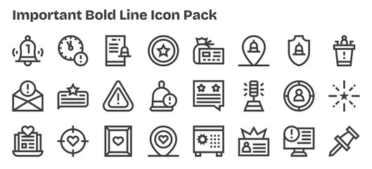 Bold Outline Icons - Important Set with 24 Vectors