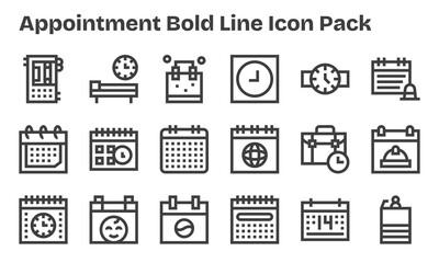 18 Icons for Appointment in Bold Line Format