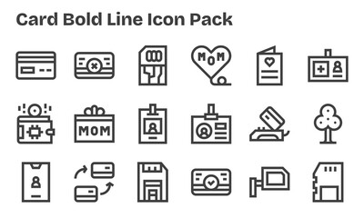 18 Icons for Card in Bold Line Format