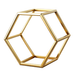 Modern Gold Hexagonal Geometric Frame; Elegant, Luxury, Abstract 3D Render.
