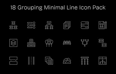 Grouping Vector Set - 18 Minimal Line Icons