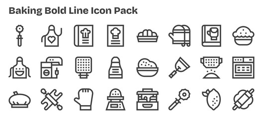 Fototapeta premium 24 Bold Outline Designs - Baking Vector Icons