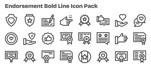 Bold Outline Icons - Endorsement Set with 24 Vectors
