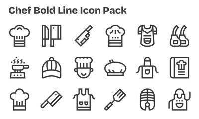 18 Chef Icons in Bold Line Aesthetic
