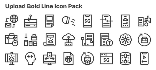 Upload Icon Set - 24 Bold Outline Graphics