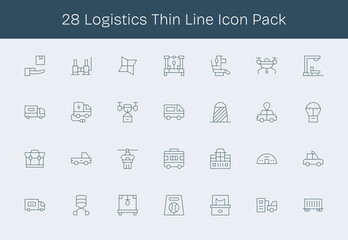 28 Thin Line Icons - Logistics Graphics