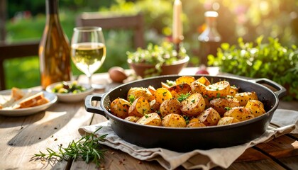 Roasted potatoes outdoors