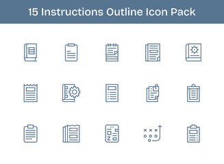 15 Icons for Instructions in Outline Format