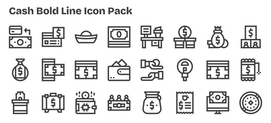 24 Bold Outline Icons - Cash Graphics