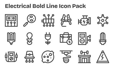 Fototapeta premium Electrical - 18 Bold Line Vector Illustrations