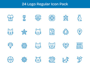 Logo Vector Set - 24 Regular Outline Icons