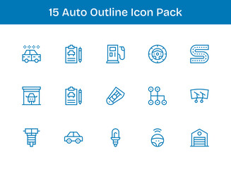 Outline Icons - Auto Set with 15 Vectors