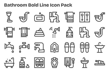 Bathroom Visual Pack - 28 Extra Bold Line Icons