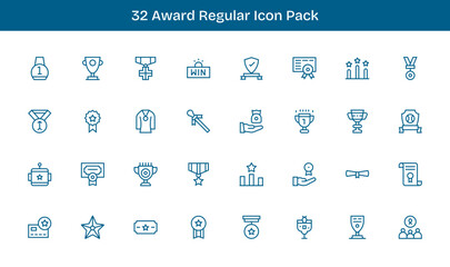 Award - 32 Icons in Regular Line Design