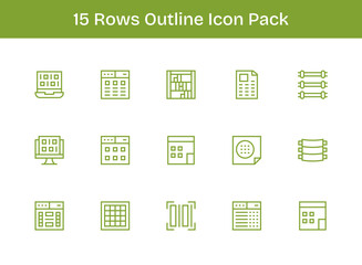 Rows Design Icons - 15 in Outline Style