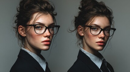 Woman in Glasses, Portrait, Studio