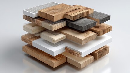 Layered Wood & Concrete Blocks