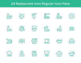 Restaurant Icon Visual Pack - 24 Regular Outline Icons