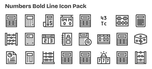 Numbers - 24 Bold Outline Vector Illustrations
