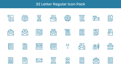 Letter Design Icons - 32 in Regular Line Style