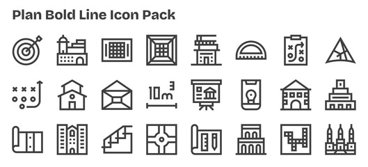 24 Bold Outline Icons - Plan Graphics